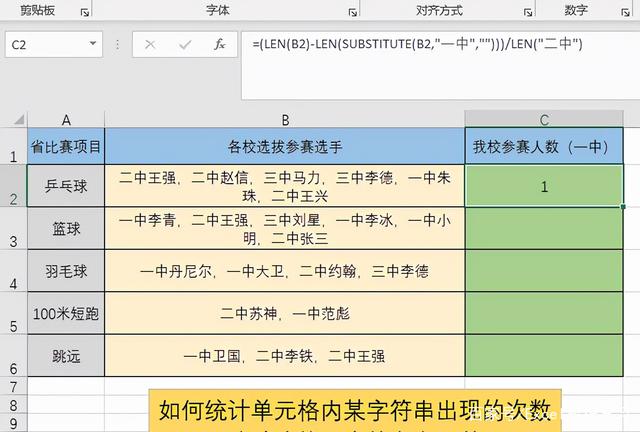 Excel表格中如何计算某字符出现的次数？