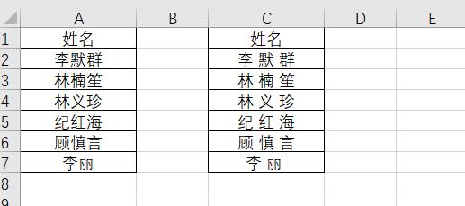 Excel表格中间显示空格