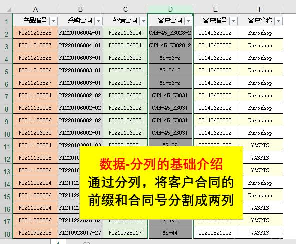 Excel中如何按指定条件将一列的内容分成几列？