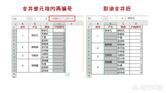 EXCEL不规则的合并单元格怎么添加序号？