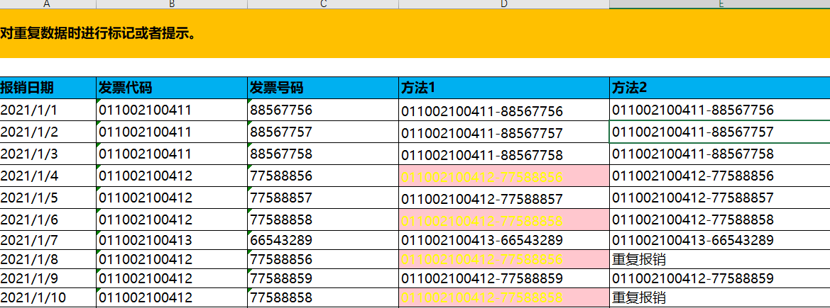 电子发票“重复报销”怎么让Excel自动提示？