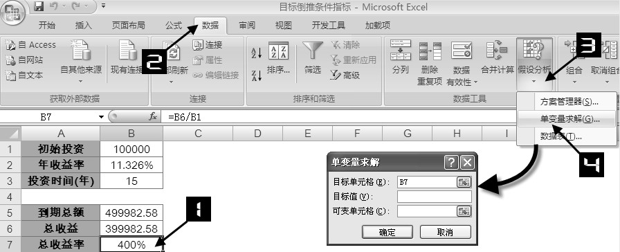 Excel怎样根据目标倒推条件指标？