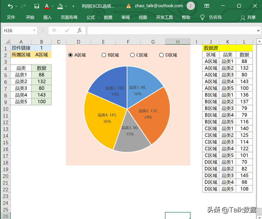 如何利用EXCEL选项按钮实现数据及图表的动态效果? - 天天办公网