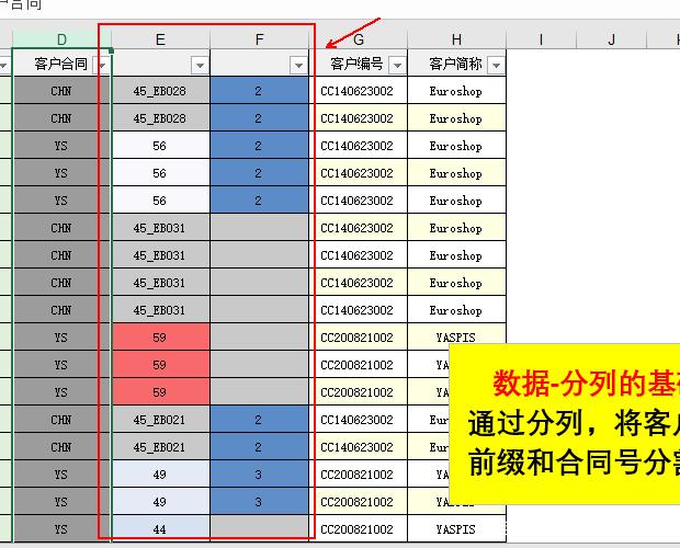 Excel中如何按指定条件将一列的内容分成几列？