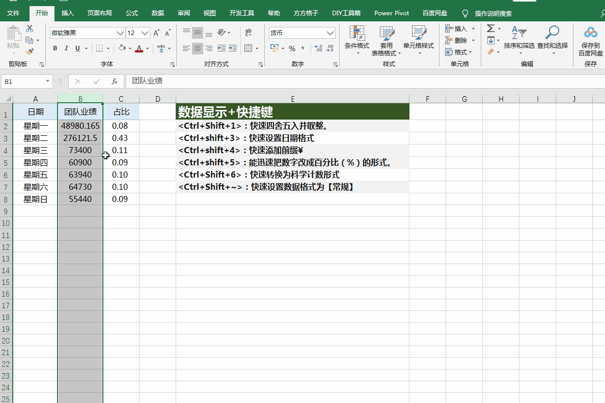 在Excel中如何快速修改数据的显示格式，有哪些快捷键？