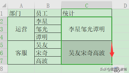 WPS表格如何将竖排多行数据合并横排到一个单元格?