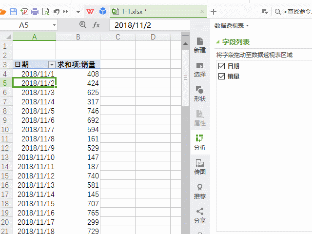 WPS表格中如何对一段时期内的数据进行求和？