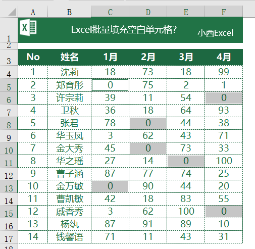 Excel如何批量填充空白单元格数据