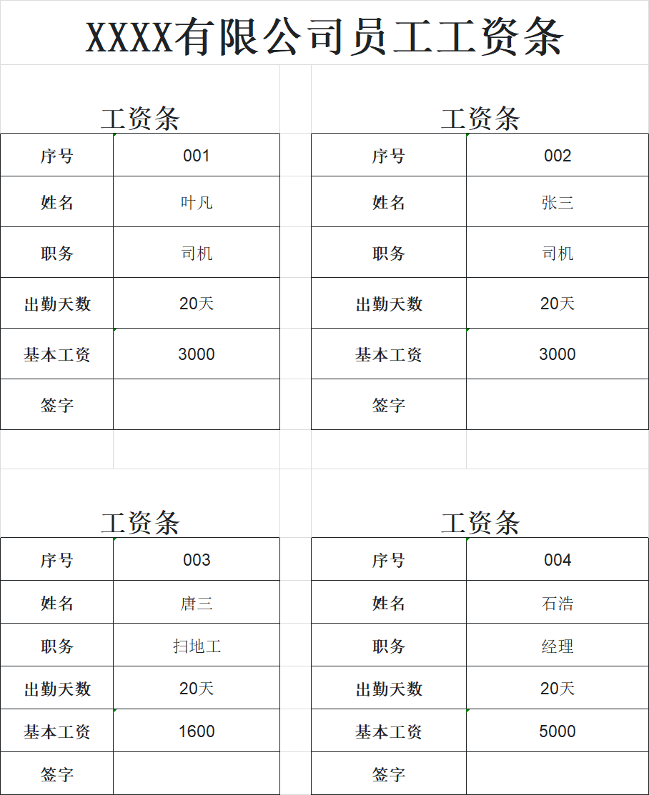 员工工资条Excel模板,清晰呈现薪资构成(模板下载)-天天办公网