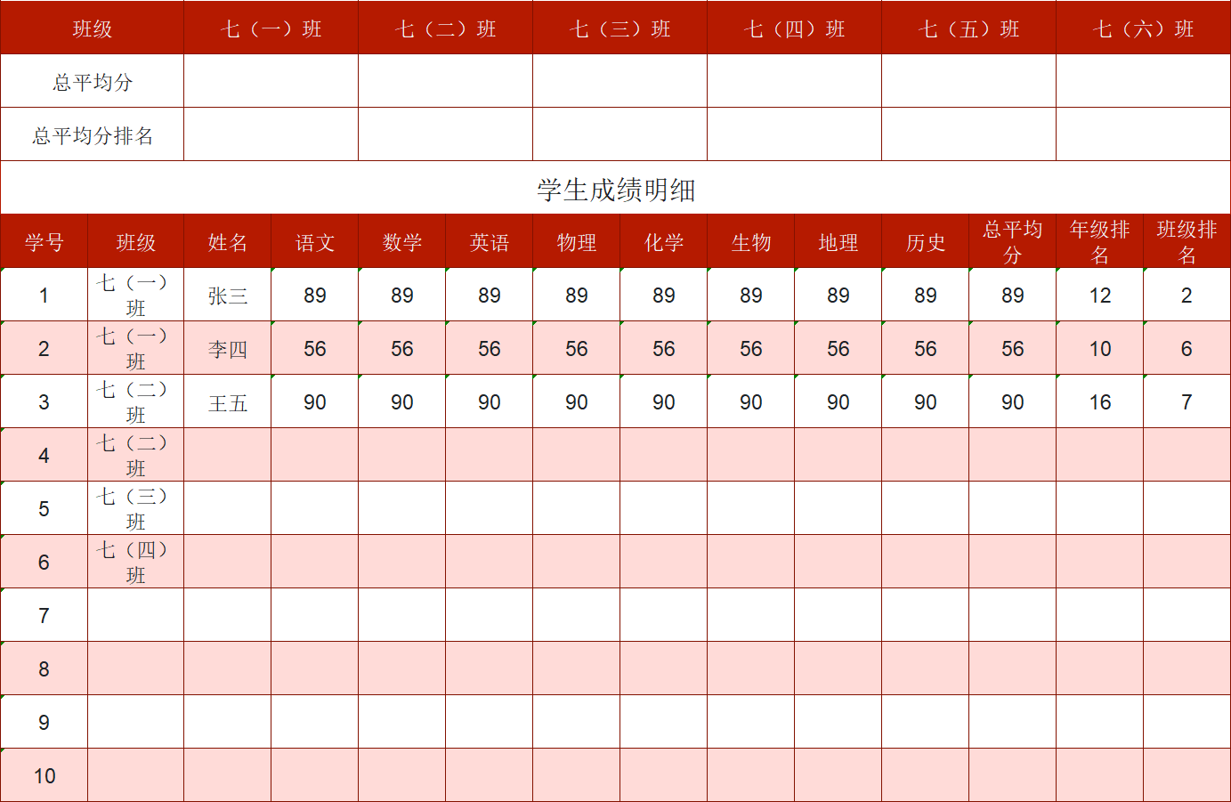 成绩表Excel模板推荐：精准统计，教学管理更轻松-天天办公网