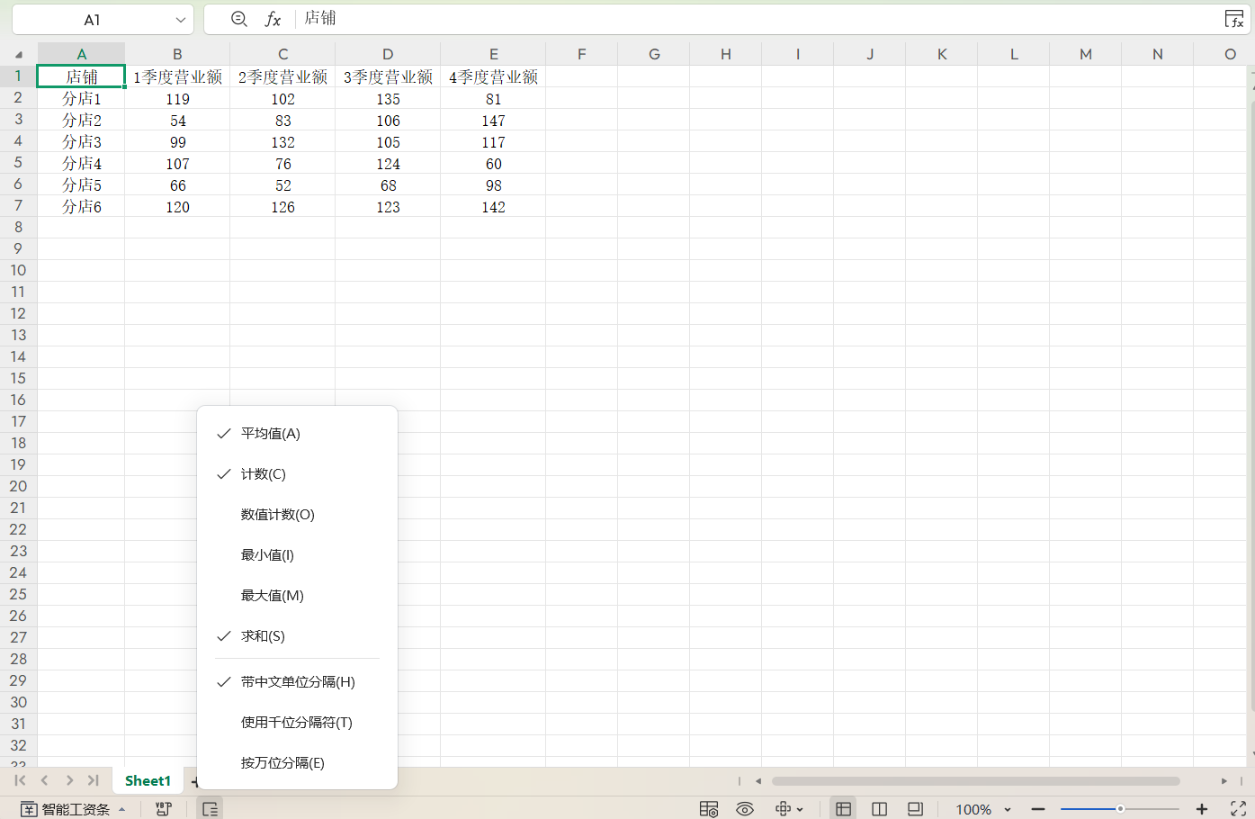 Excel快速查看选中数据最大最小平均值的技巧-天天办公网
