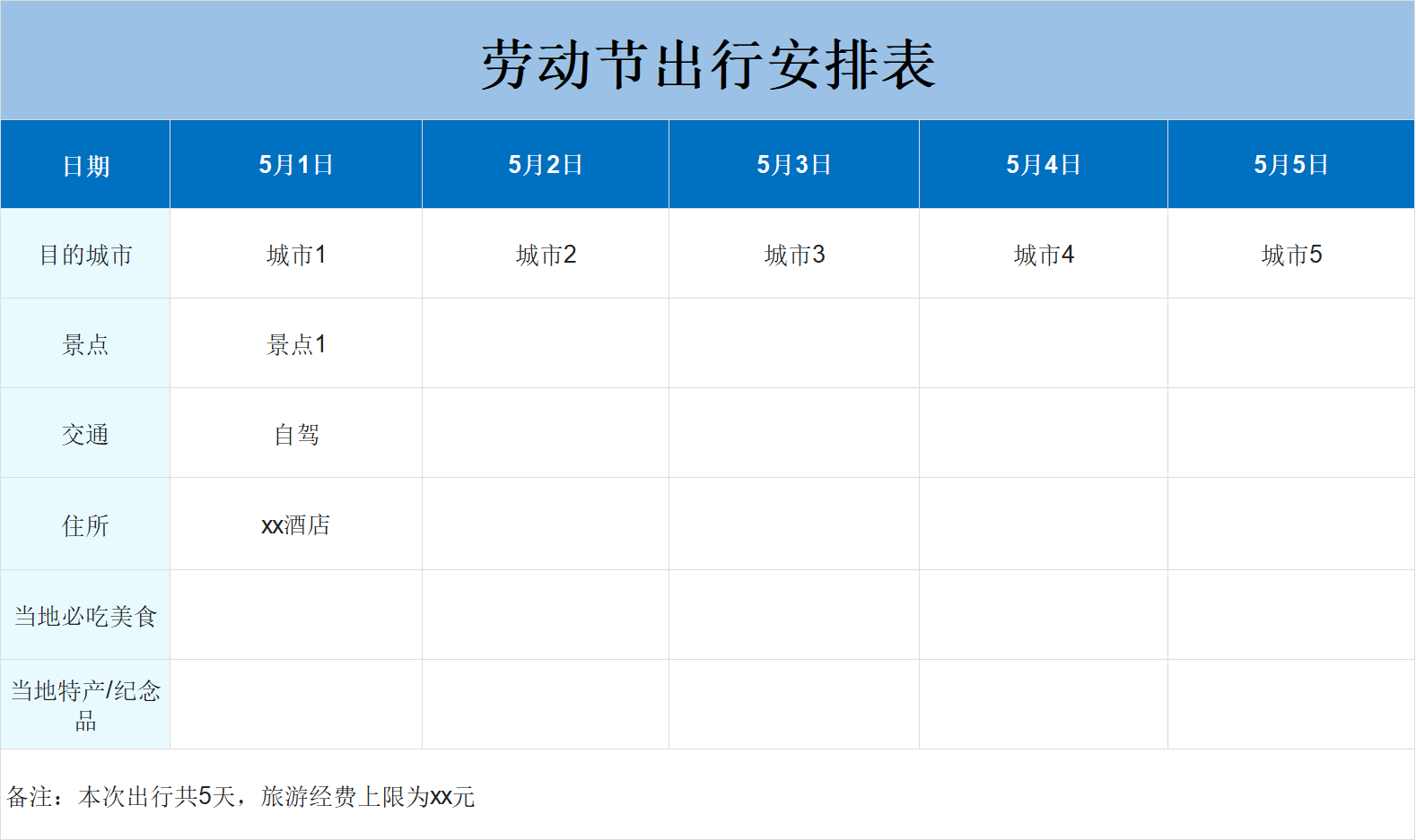 劳动假期出行必备！推荐5款旅游计划表模板，包含攻略、路线安排-天天办公网