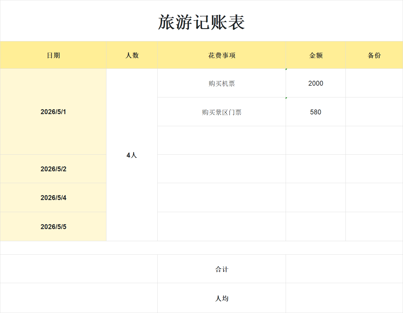 五一旅游计划表模板推荐！含预算记账+每日路线，可直接套用的旅游清单-天天办公网