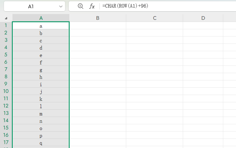 Excel序号填充教程：用CHAR函数批量制作大小写字母序列-天天办公网