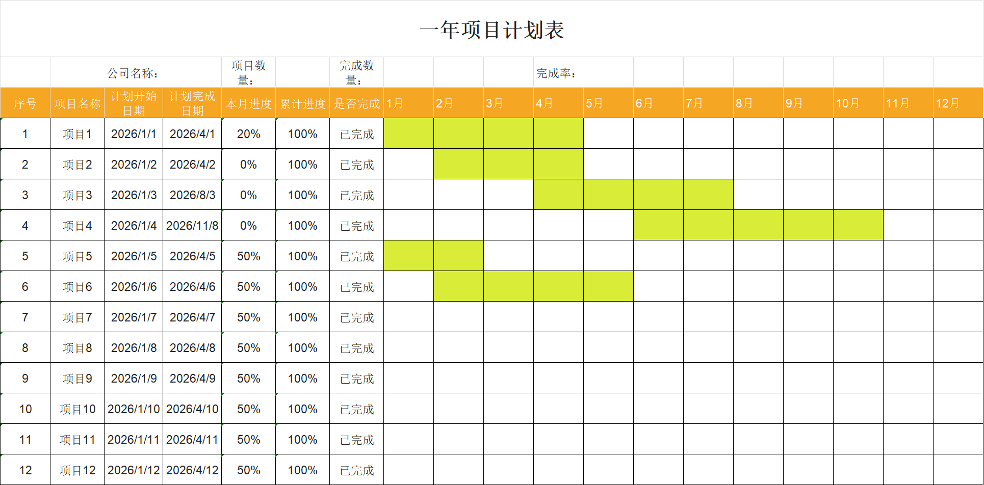 精选4款含甘特图的项目计划表模板，轻松管理项目进度-天天办公网