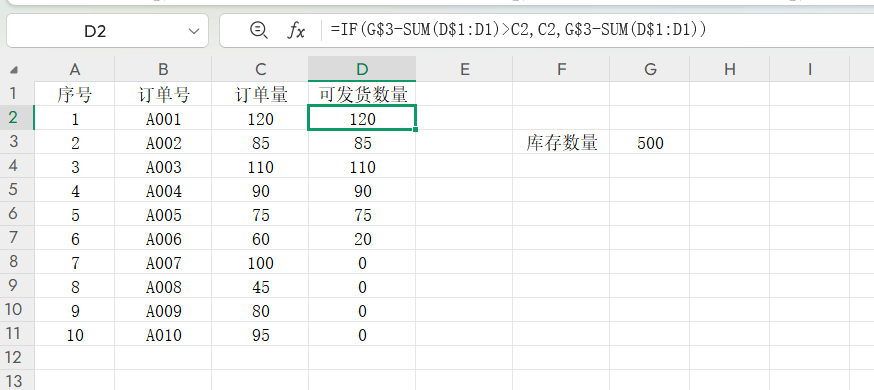Excel批量核算订单可发货量，按先后顺序自动分配库存教程-天天办公网