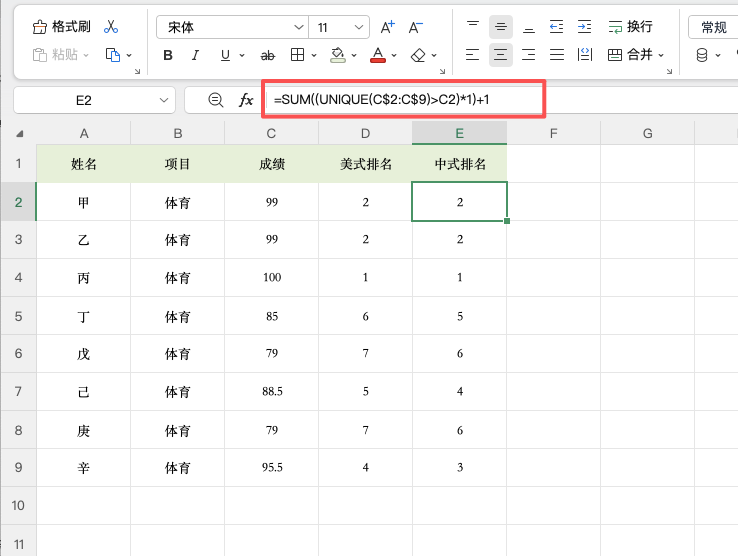 Excel计算排名函数:美式排名和中式排名有什么区别?-天天办公网